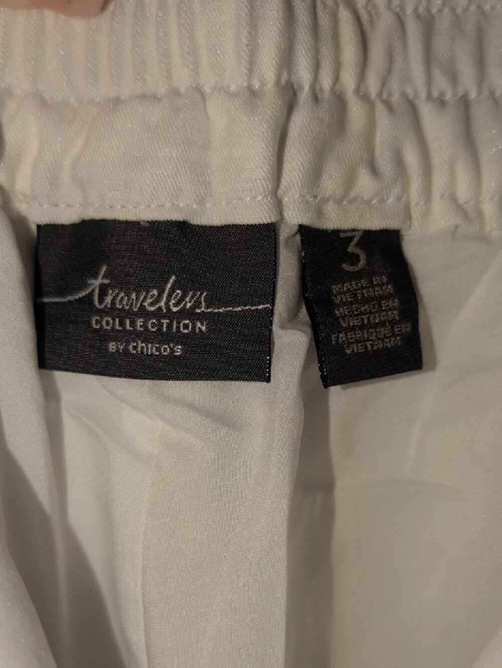 Chico's Travelers Collection White Elastic-Waist linen Pants - Picture 2 of 5